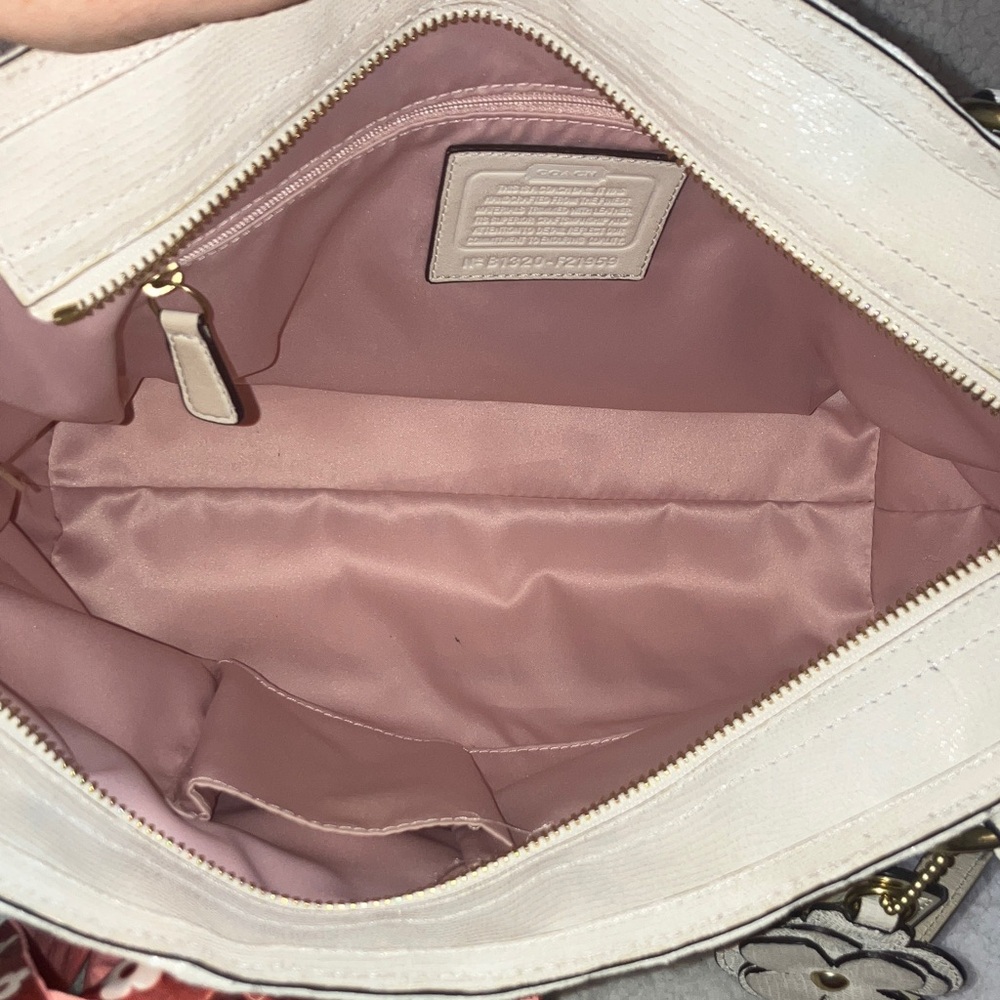 Coach Alexandra Straw python leather trimmed Tote… - image 12